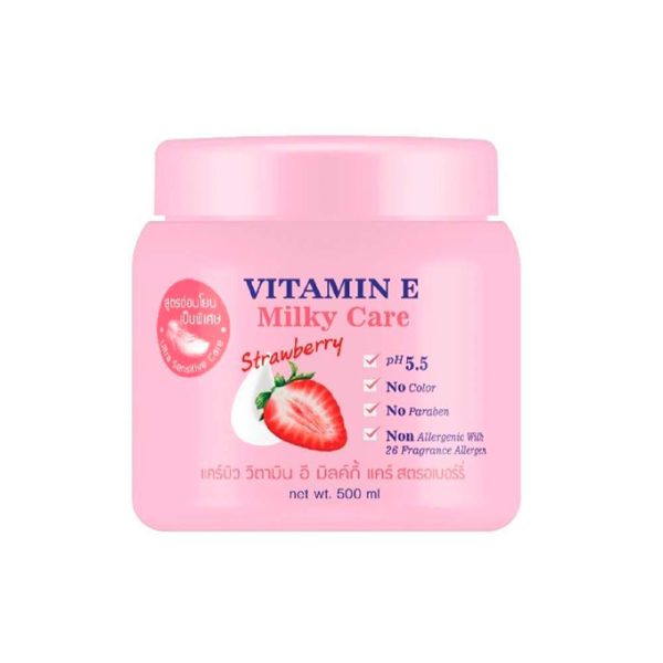 Крем для тела CAREBEAU Vitamin E Milky Care Strawberry Cream Клубника, Витамин Е и молоко 500 мл