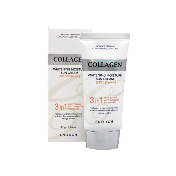 Крем для лица ENOUGH Collagen 3in1 Whitening Moisture Sun Cream Солнцезащитный с морским коллагеном, 50мл