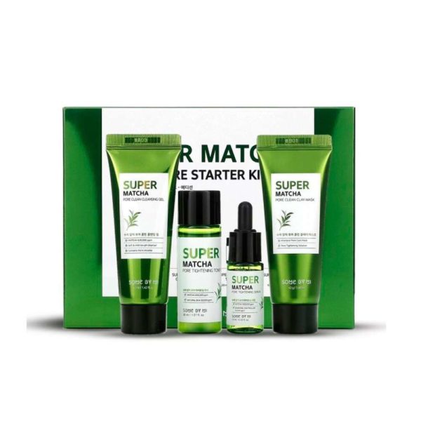 Набор средств для лица SOME BY MI  Super Matcha Pore Care Starter Kit для сужения пор с чаем матча 42мл+42гр+30мл+10 мл