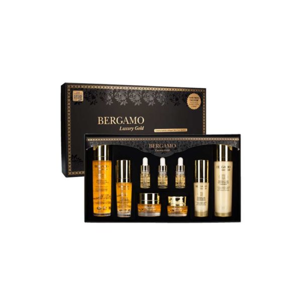 Набор для лица Bergamo Gold Skin Care Set 9pcs с коллагеном и золотом (150 мл+150 мл+50 мл+50 мл+3 шт*13 мл)