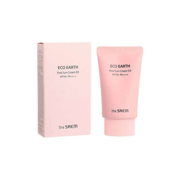 Крем для лица The SAEM Eco Earth Pink Sun Cream SPF 50+ PA++++ солнцезащитный для проблемной и чувствительной кожи 50 мл