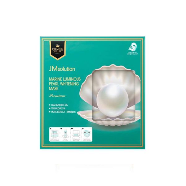 Маска для лица JMsolution Marine Luminous Pearl Whitening Mask Premium премиум тканевая с отбеливающим эффектом с жемчугом  33 мл