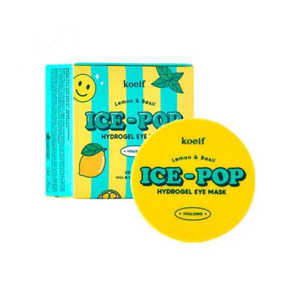Патчи для глаз KOELF Lemon & Basil Ice-Pop Hydrogel Eye Mask гидрогелевые охлаждающие с экстрактом лимона и базилика 60 шт 90 г