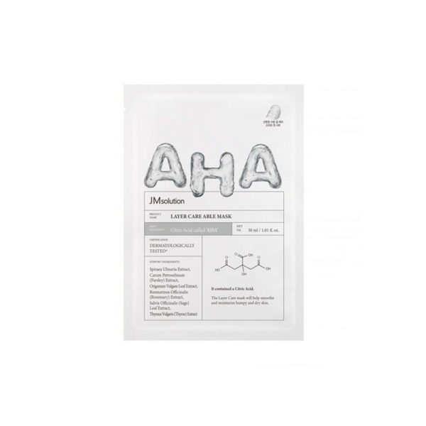 Маска для лица JMsolution Layer Care Able Mask тканевая с AHA-кислотой отшелушивающая, 30 мл