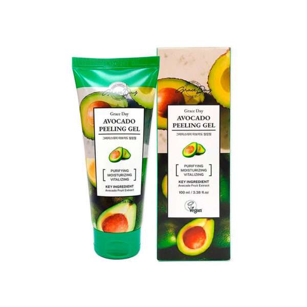 Гель-скатка для лица GRACE DAY Avocado Peeling Gel гипоаллергенная для очищения с 24-каратным золотом и авокадо,100 мл